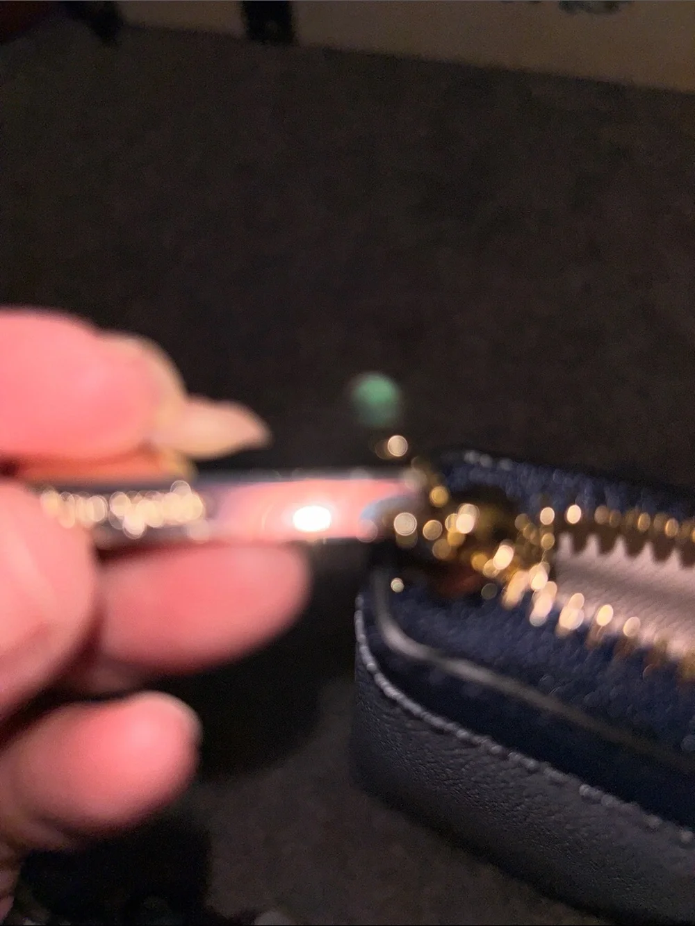 kate spade Light Blue and Navy Zip-Around Leather Wallet